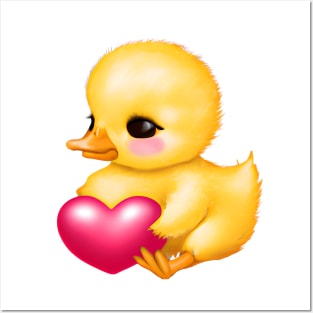 Cute Valentine Bbay Duckling Posters and Art